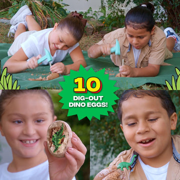 Wow in the World Dino DIG & Diorama | 10 Dig-Out Plaster Dinosaur Eggs, Prehistoric DIY Diorama, Companion Audio Content, Bonus Reusable Science Tool