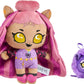 Monster High Plush Doll Set, Ghoul N Go Clawdeen Wolf 6.5-inch Plushie with Pet Dog Crescent and Kid-Sized Backpack