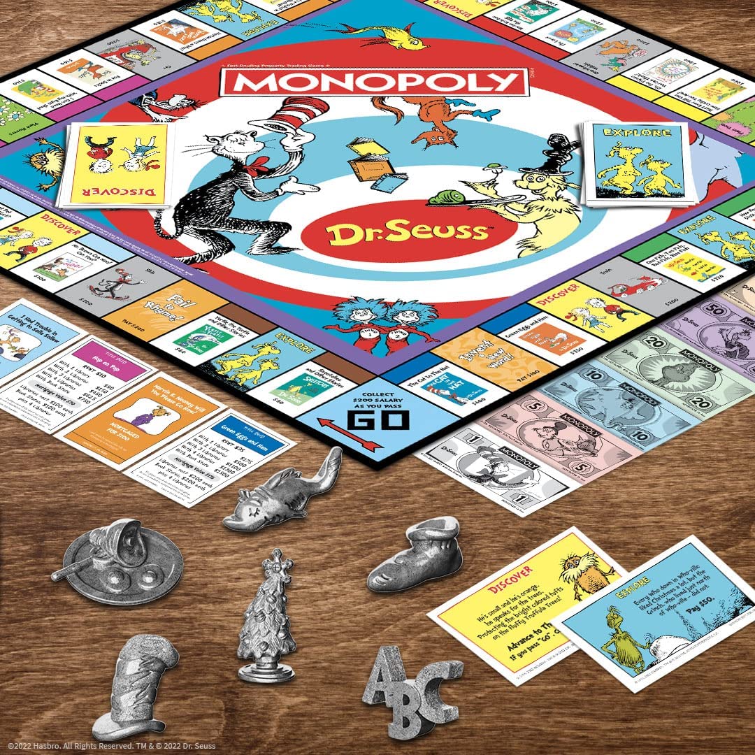 Monopoly: Dr. Seuss | Buy, Sell, Trade Books | Collectible Classic Monopoly Game Featuring Custom Game Board & Artwork | Officially-Licensed Game