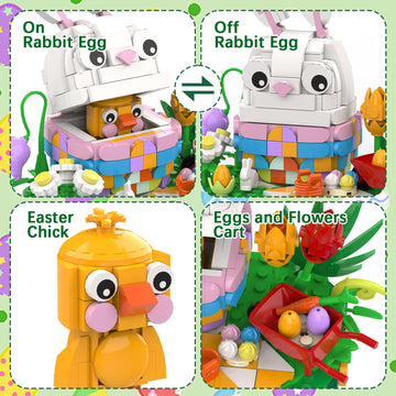 Nubee Easter Bunny Chick Building Sets, Easter Gifts for Kids Teens Adults Women, Cute Rabbit Eggs Easter Basket Stuffers Toy Gift for Boys and Girls