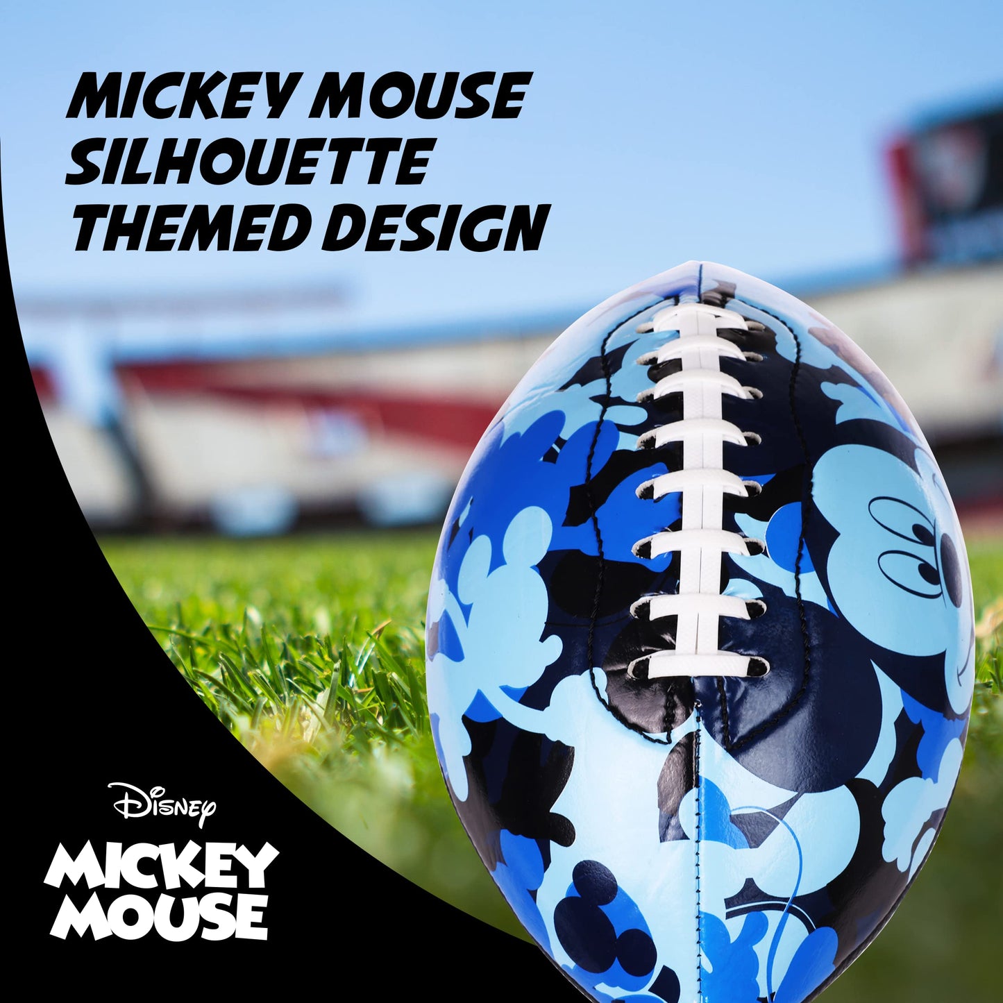 Disney Mickey Mouse Youth Football, Silhouettes Design Small Mini Peewee Football for Kids, Size 5, Blue