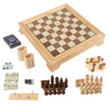 Board Game Set - Deluxe 7-in-1 Classic Board Games - Wood Gaming Center with Storage - Chess, Backgammon, Dominos, Checkers, Dice Set, Cribbage Board