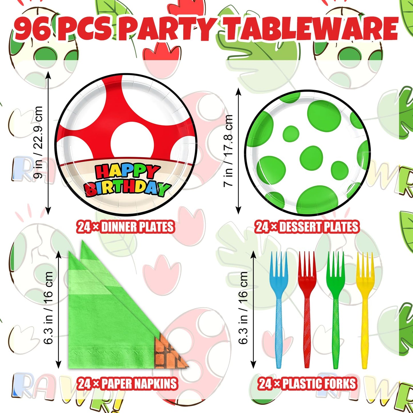 Uywgaun 96 Pcs Dots Birthday Party Decorations Paper Party Plates and Napkins for Dots Themed Party Supplies Dessert Tableware Set for Kids Woman