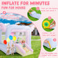 Inflatable Bounce House for Kids All-in-ONE w/Macaron Balloons, Catch Ball Set, Punching Bag, Beachball, Basketball, 106 x 85 x 80 Jump Castle