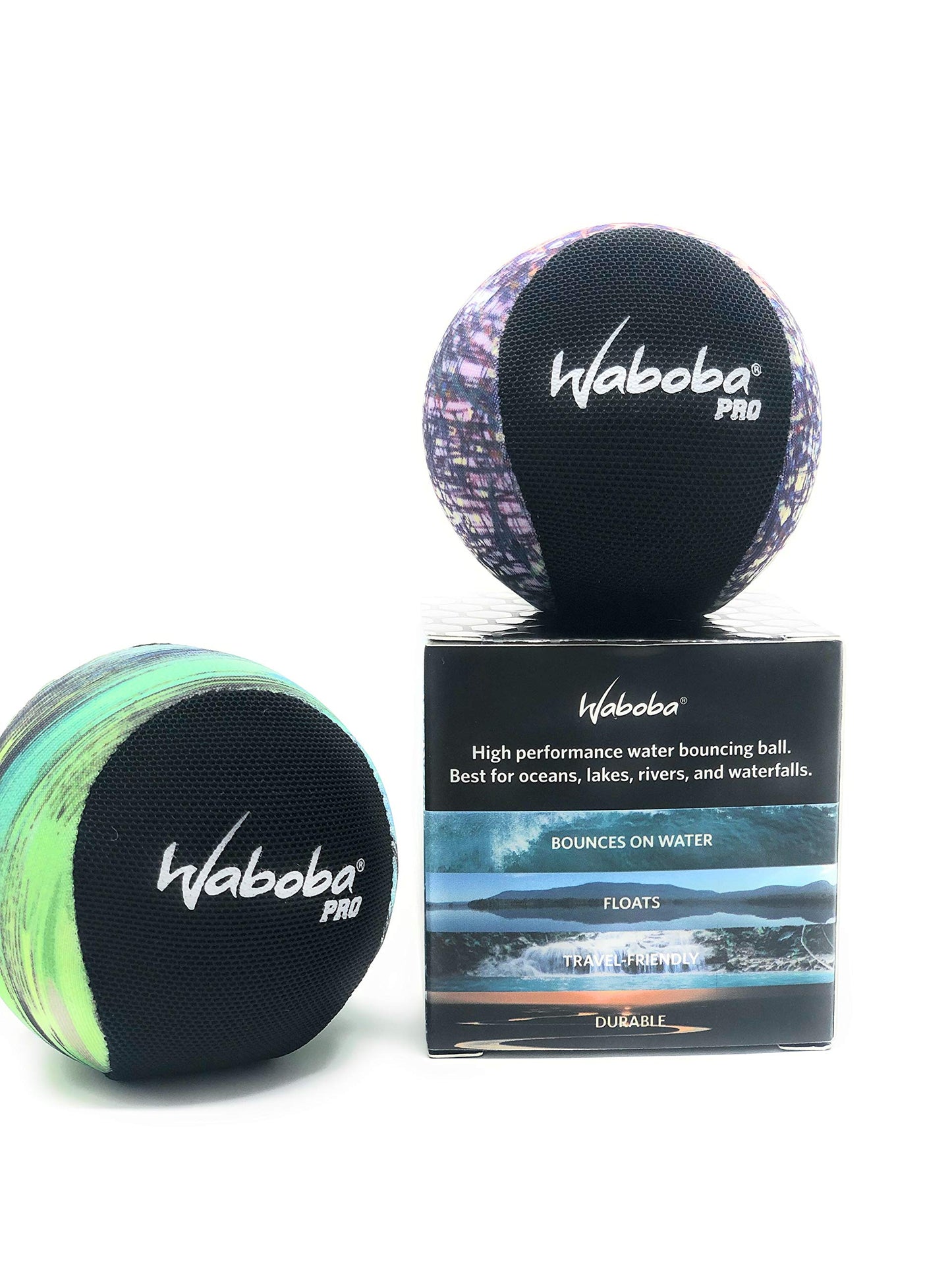 Waboba Pro Bouncing Balls Pool Toys Set | 2 Pack Bundle | Lake & Pool Balls | Summer Gift for Kids | Outdoor Water Bounce Skipping Balls