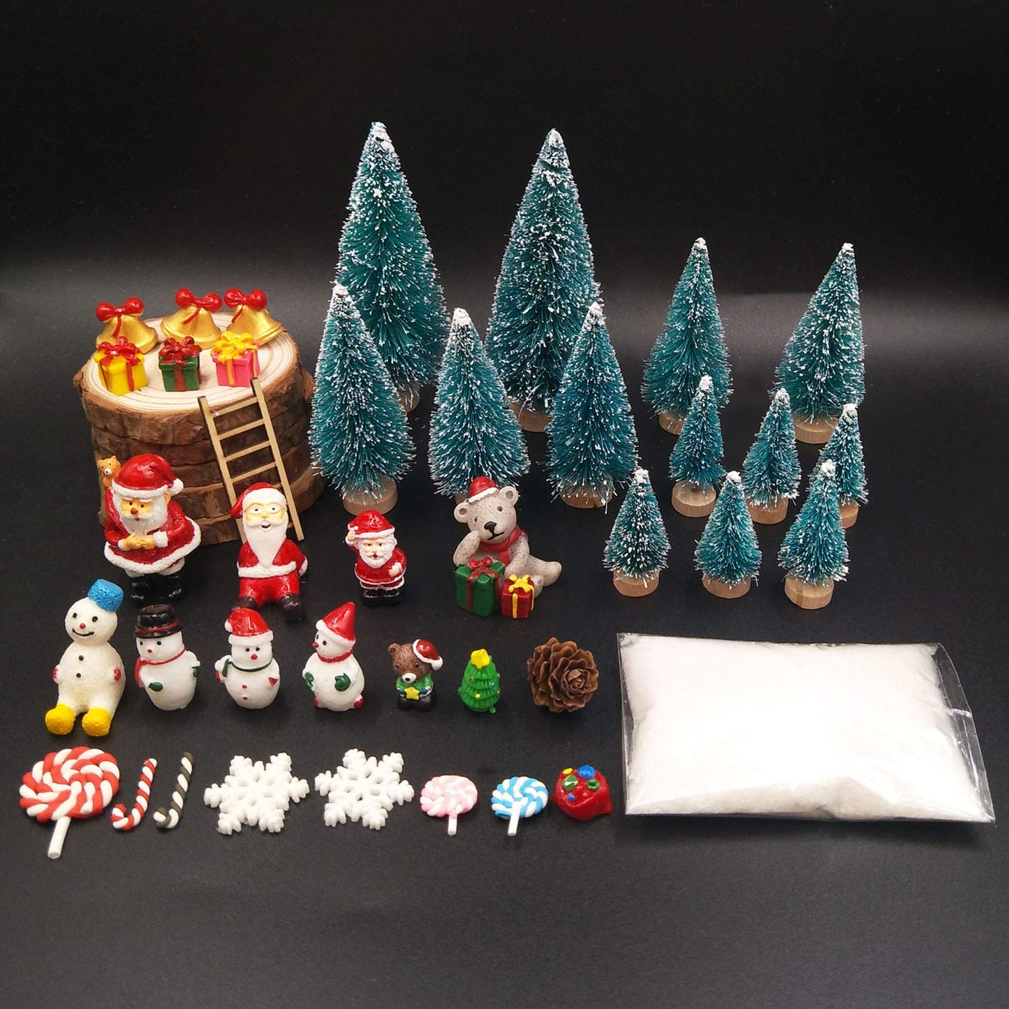 EMiEN 45 PCS Miniature Christmas Ornament,Kits for DIY Fairy Garden,Mini Snowman, for Christmas Party Decoration,Micro Landscape Accessories