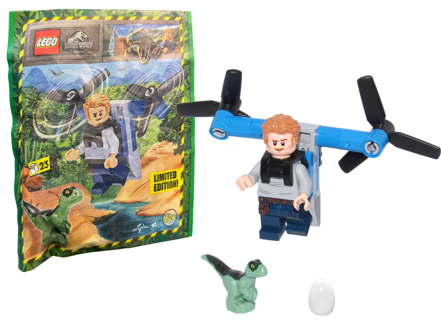 LEGO Jurassic World Dominion - Owen Grady Minifigure (with Blue The Raptor and Dinosaur Egg) 75930