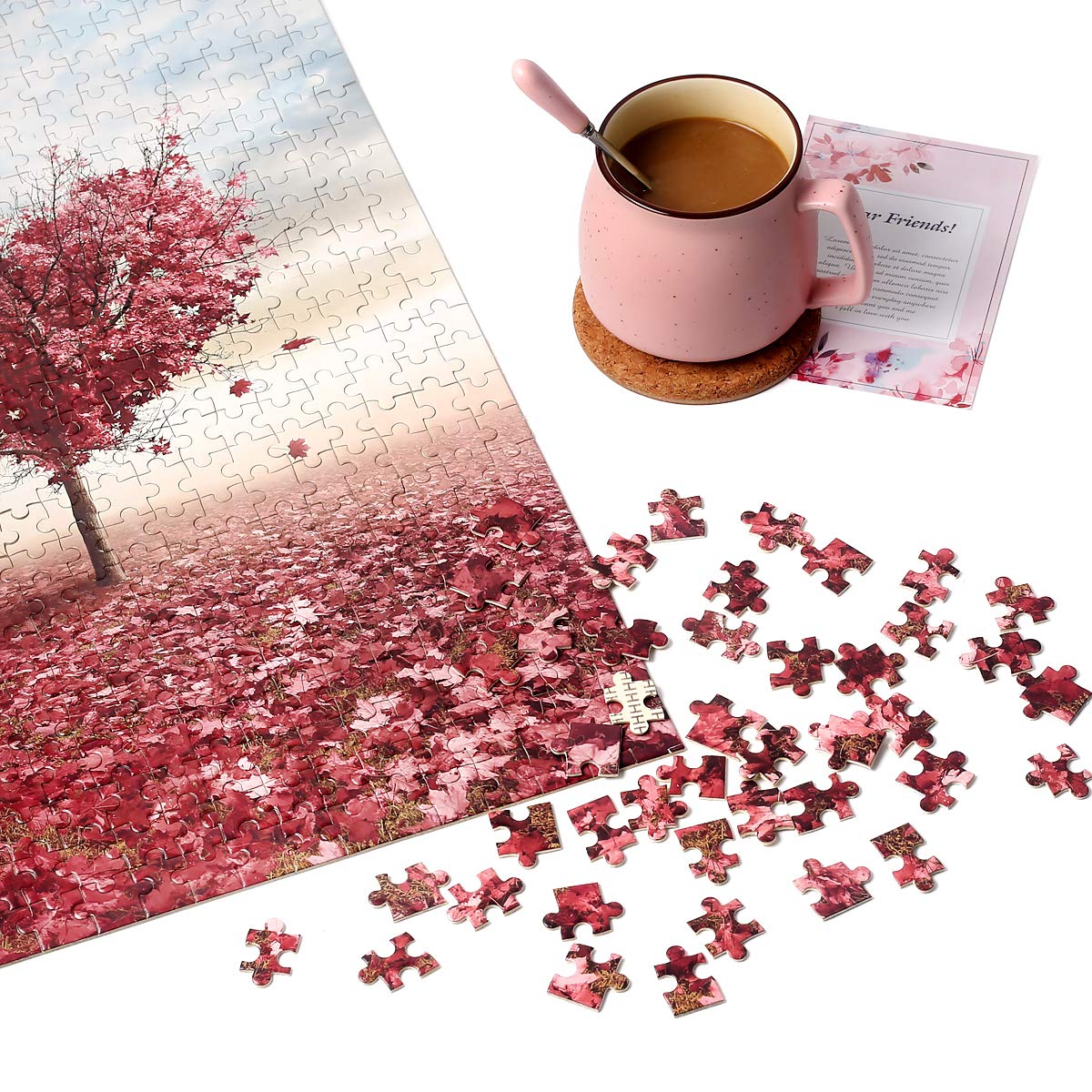 Ingooood Jigsaw Puzzles 1000 Pieces- Tranquil Series Maple Leaves Heart- for Adult