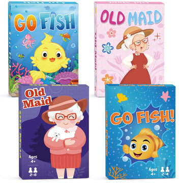 Kids Card Games,Go Fish,Old Maid Card Game,Go Fish Card Games for Kids Ages 4-8,Fun Classic Kid Toddlers Games for Family Game Night Party Travel