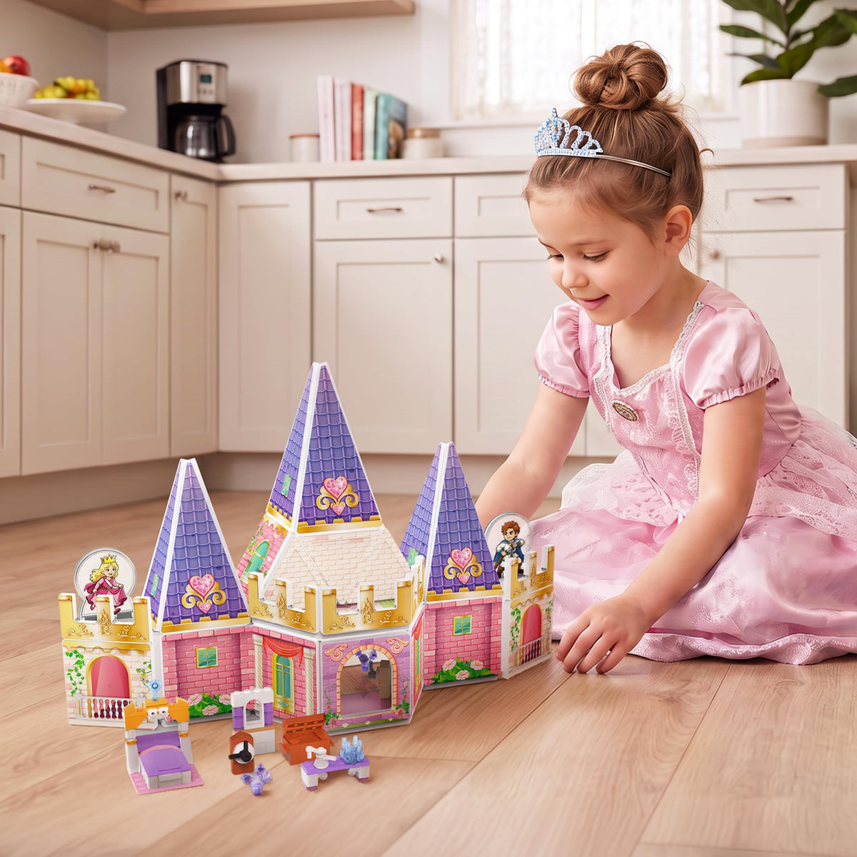 PicassoTiles 148pc Magnetic Tiles Princess Castle Brick Block Toy Ages 3+