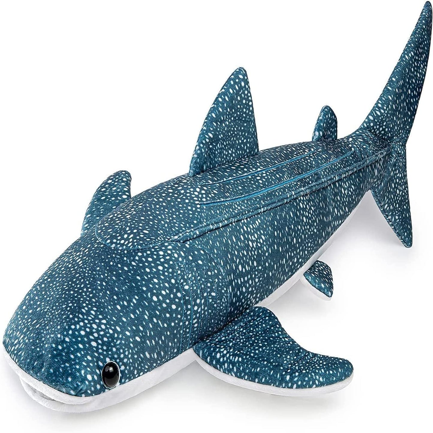 Tiny Heart Giant Whale Shark Plush Toy Soft Realistic Marine Animal Stuffed Doll Cute Big Fish Plush Pillow for Kids Boys Girls Birthday Home Bedroom