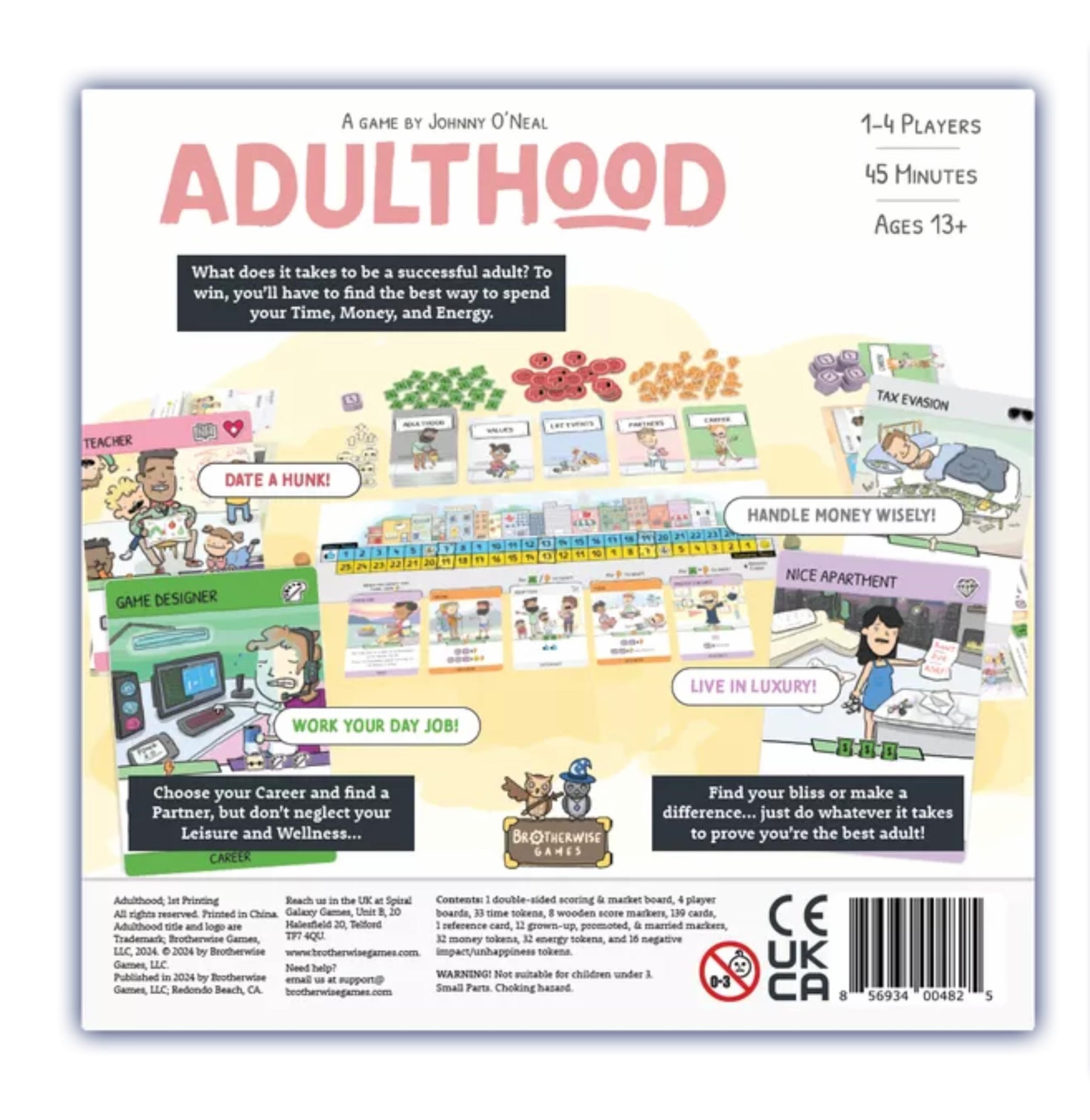 Brotherwise Games Adulthood - Relatable Life Strategy Board Game, Navigate Challenges of Growing Up, Fun for 1-4 Players, Ages 13+