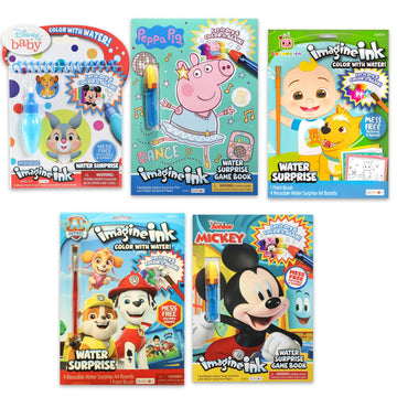 Mess Free Paint with Water Bulk Set - Bundle of 20+ Coloring Activity Books and Magic Surprise Pens, Brushes | Mickey, Paw Patrol, Peppa, More