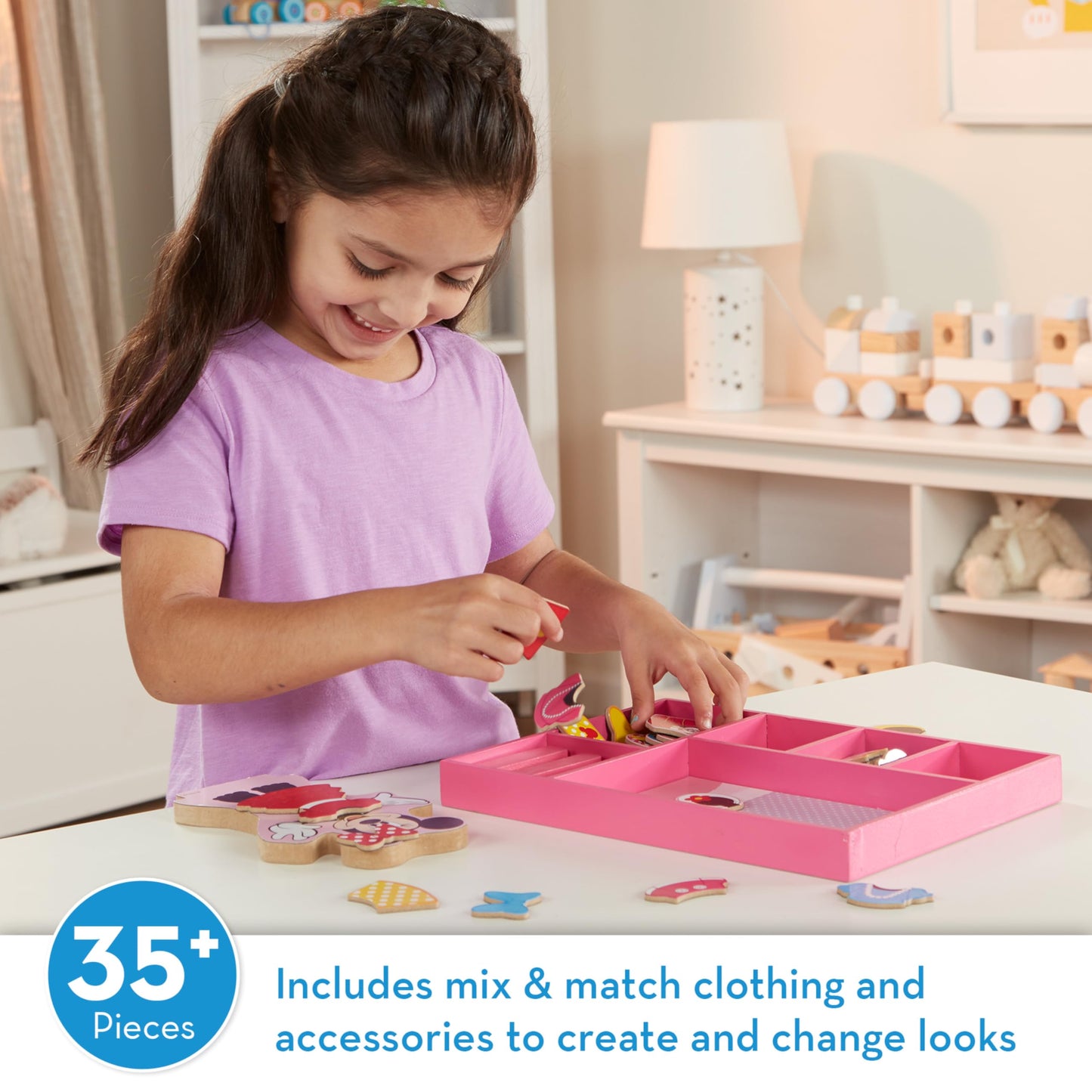 Melissa & Doug Disney Minnie Mouse Magnetic Dress-Up Wooden Doll Pretend Play Set (35+ pcs)
