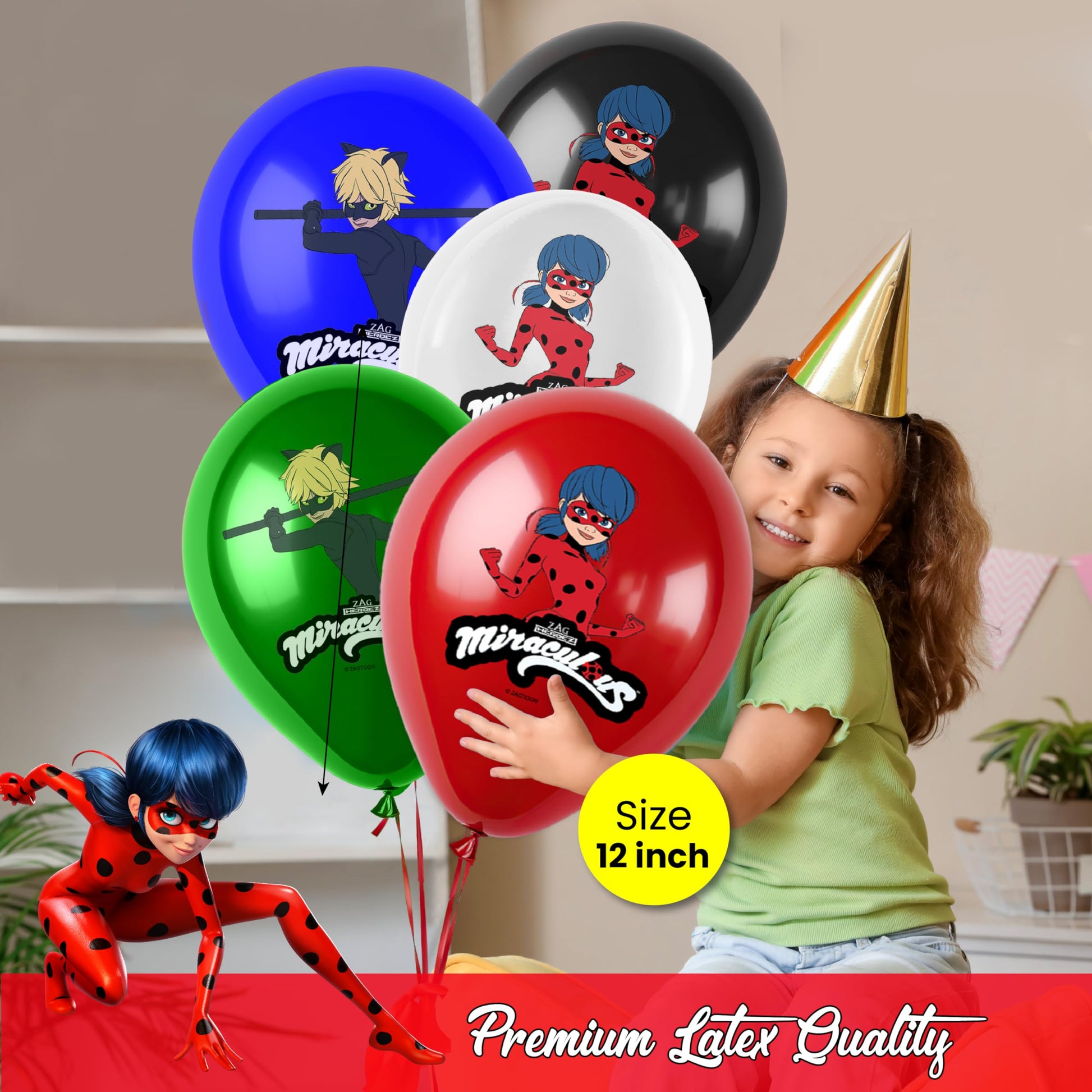 Miraculous Ladybug Cat Noir 12" Birthday Party Balloons 25 Pcs for Kids