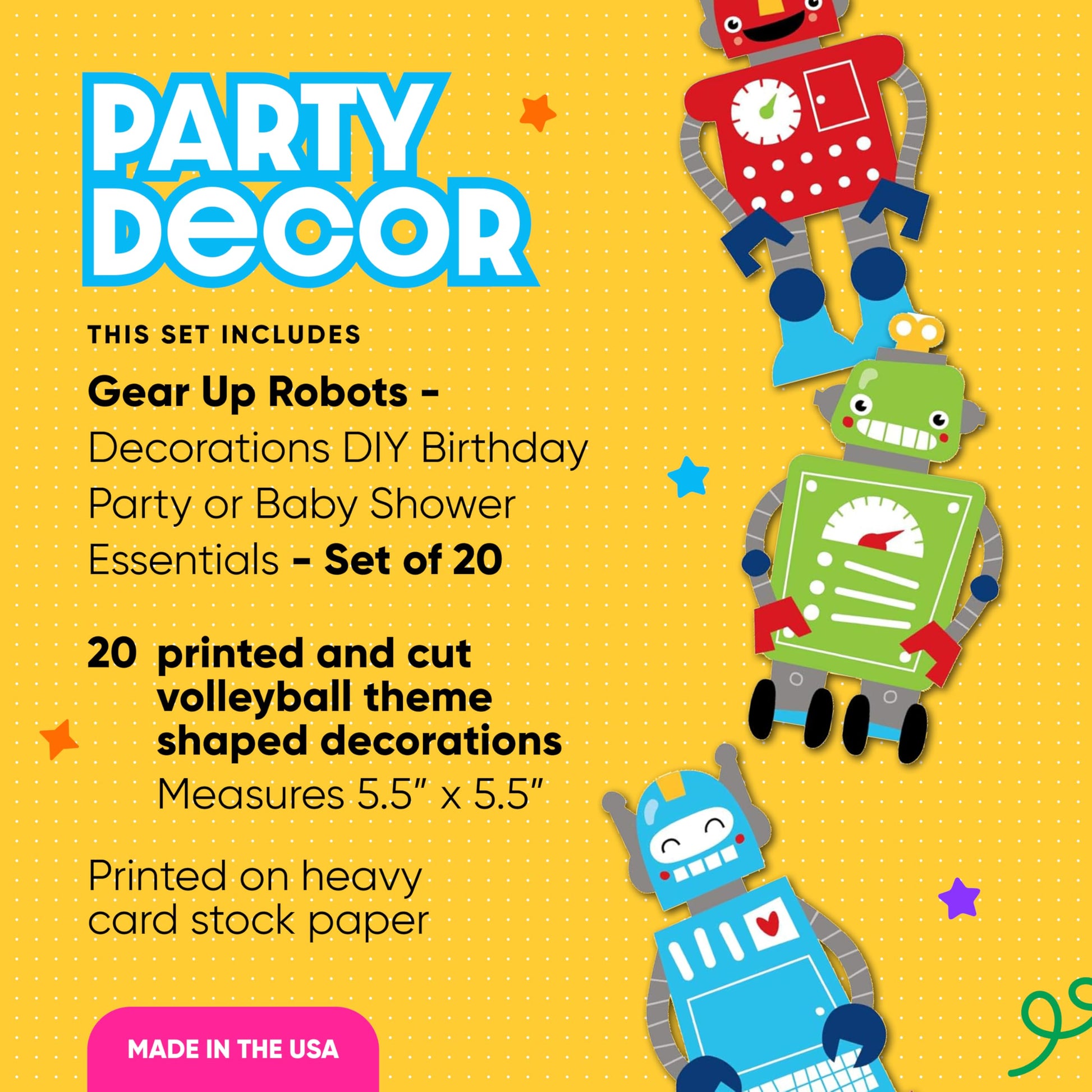 Big Dot of Happiness Gear Up Robots - Decorations DIY Birthday Party or Baby Shower Essentials - Set of 20