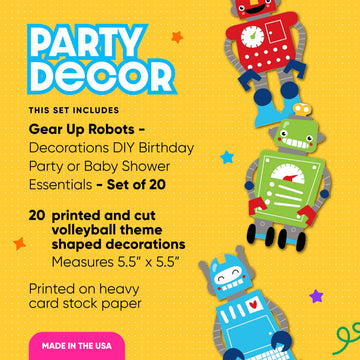 Big Dot of Happiness Gear Up Robots - Decorations DIY Birthday Party or Baby Shower Essentials - Set of 20