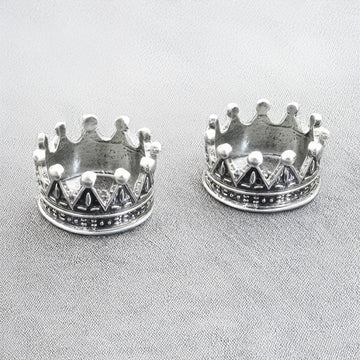4Pcs Miniature Metal Crowns Set (0.49" H), Intricate Regal Tiaras in Antique Bronze, Gold, or Silver Finish for Collector Dollhouse Royalty & Fantasy