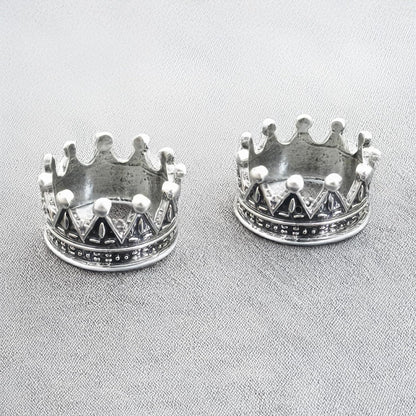 4Pcs Miniature Metal Crowns Set (0.49" H), Intricate Regal Tiaras in Antique Bronze, Gold, or Silver Finish for Collector Dollhouse Royalty & Fantasy