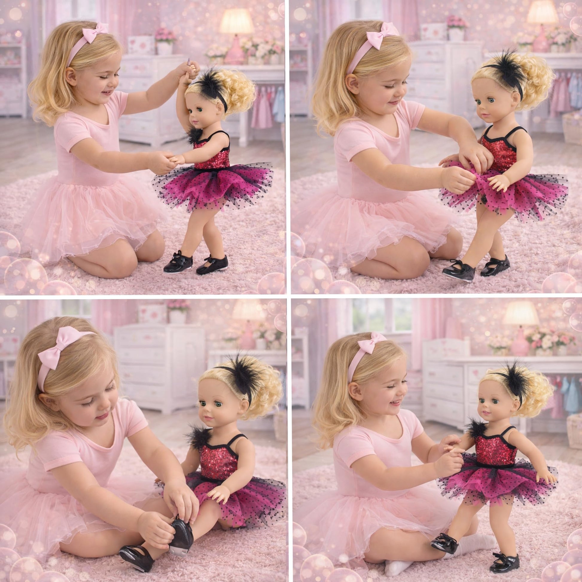 Emily Rose 18 Inch Doll Ballet Clothes Set - 4 PC Pink Ballerina Outfit Leotard, Tutu, Headband & Tap Shoes Set | Dance Recital Costume | Doll Not
