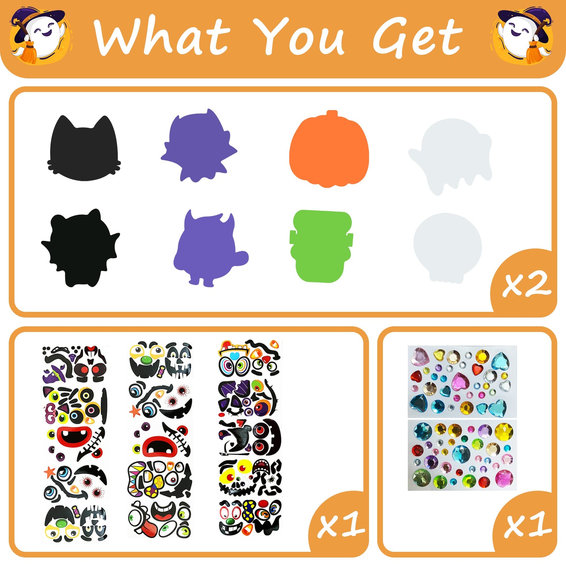 Taocco 34 PCS Halloween Craft Kits for Kids Halloween Foam Pumpkin Craft Kit and Pumpkin Stickers for Kids DIY Craft Party Trick or Treat Party Favors