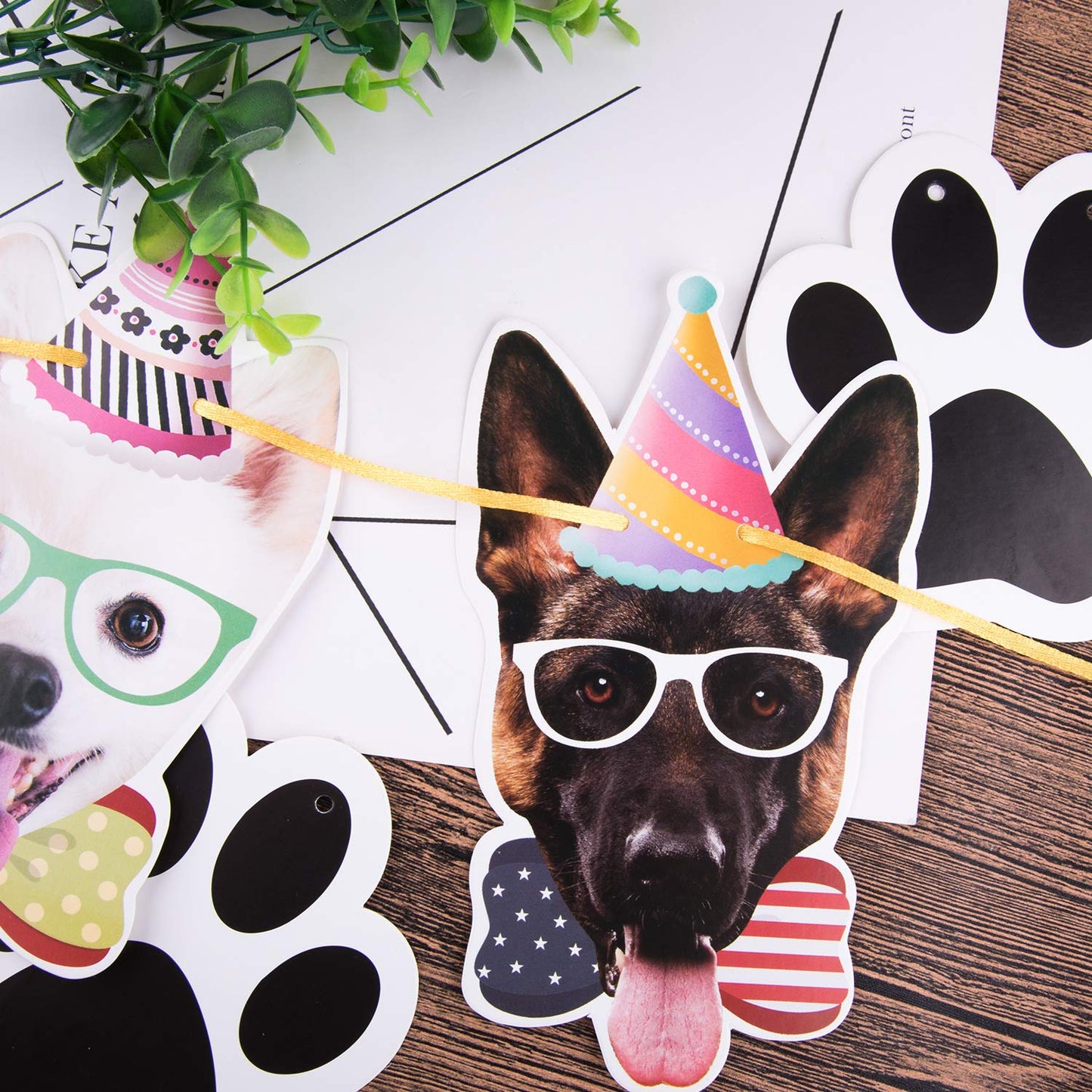 Duufin 15 Pieces Dog Birthday Decorations Dogs Faces Claws Party Banner Set