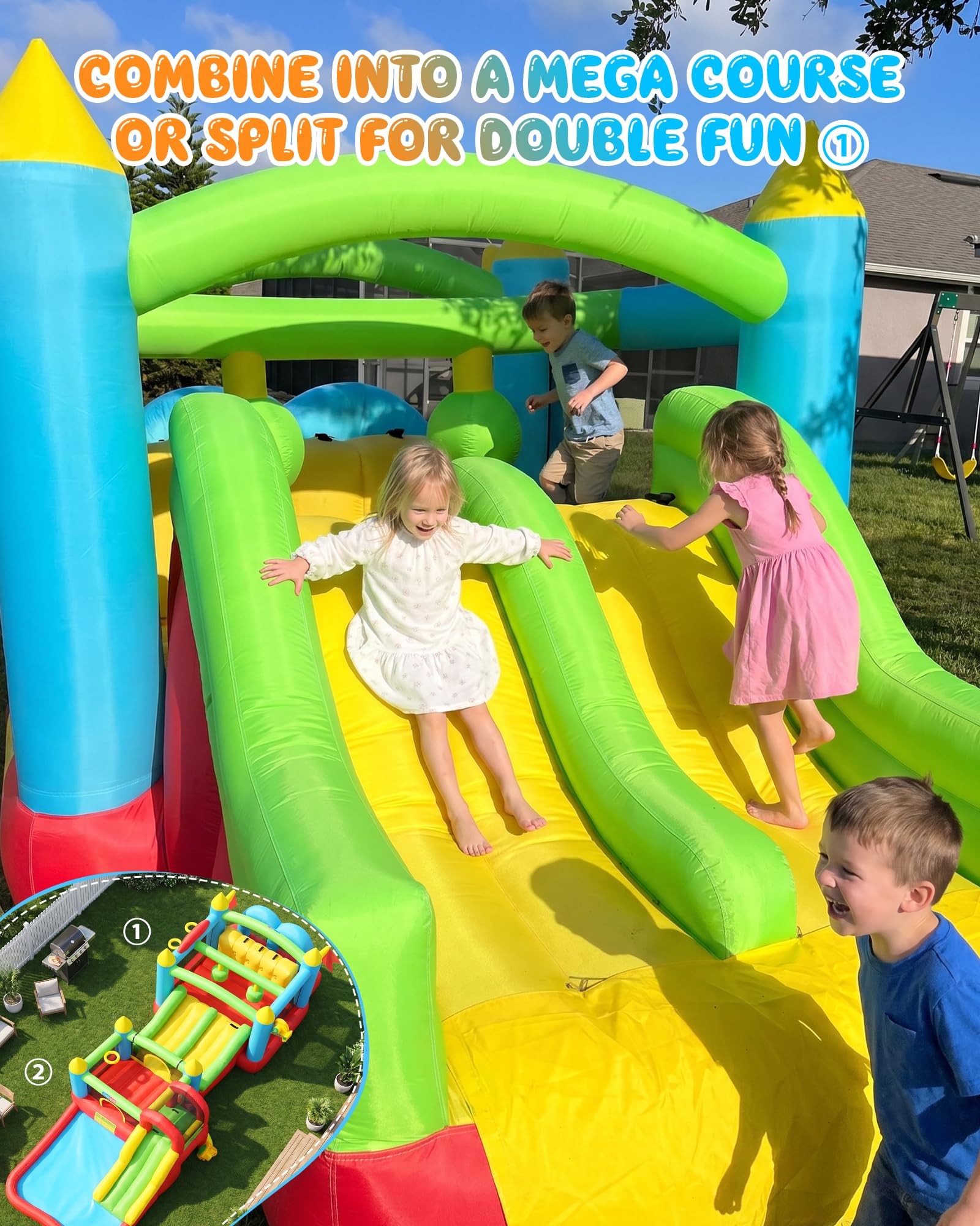 29ft Huge Inflatable Obstacle Course Modular Bounce House Water Slide Park