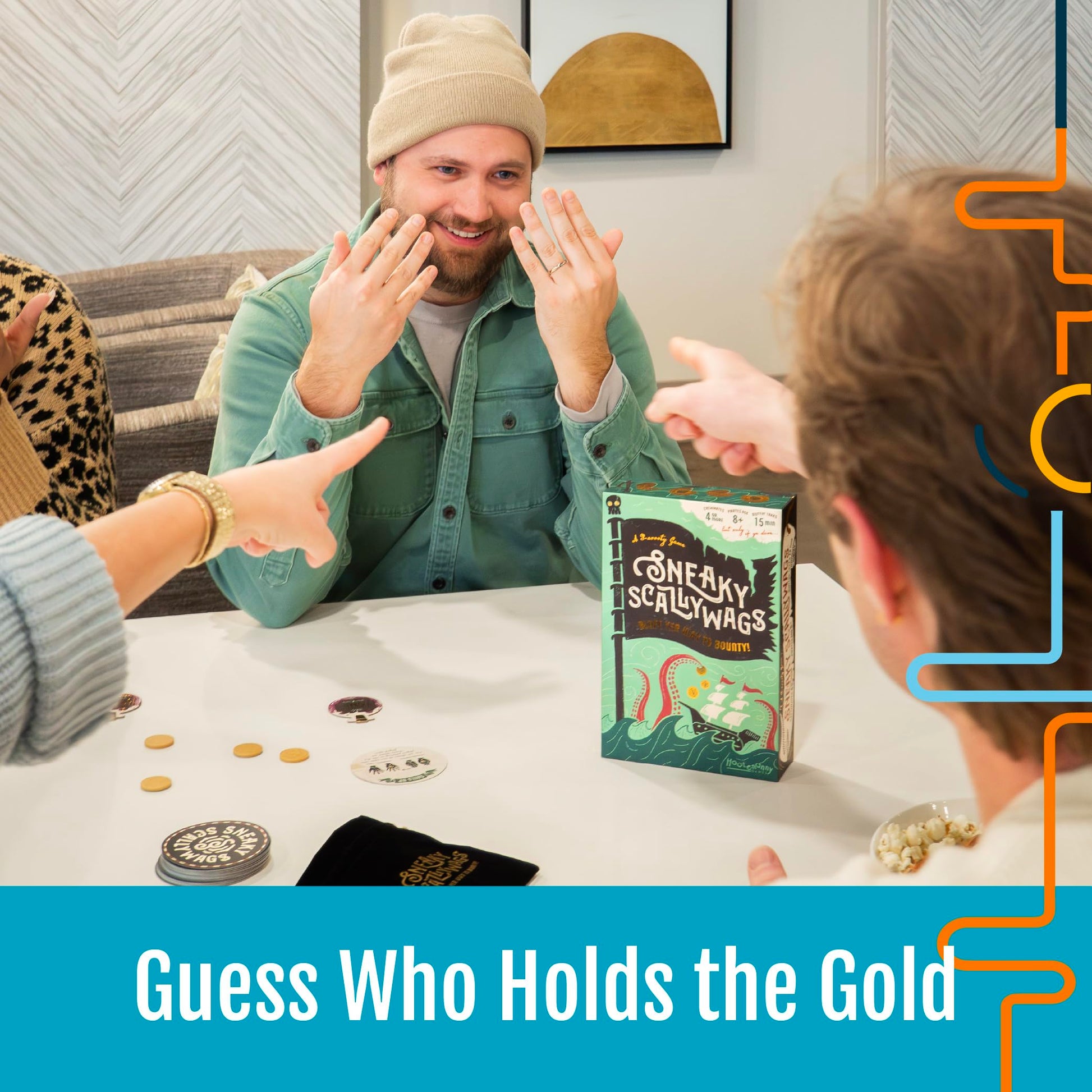 Hootenanny Games Sneaky Scallywags | Pirate Bluffing Game for Kids & Adults | Family Party Game | Perfect for Game Night | 4 or More Players, Ages 8+
