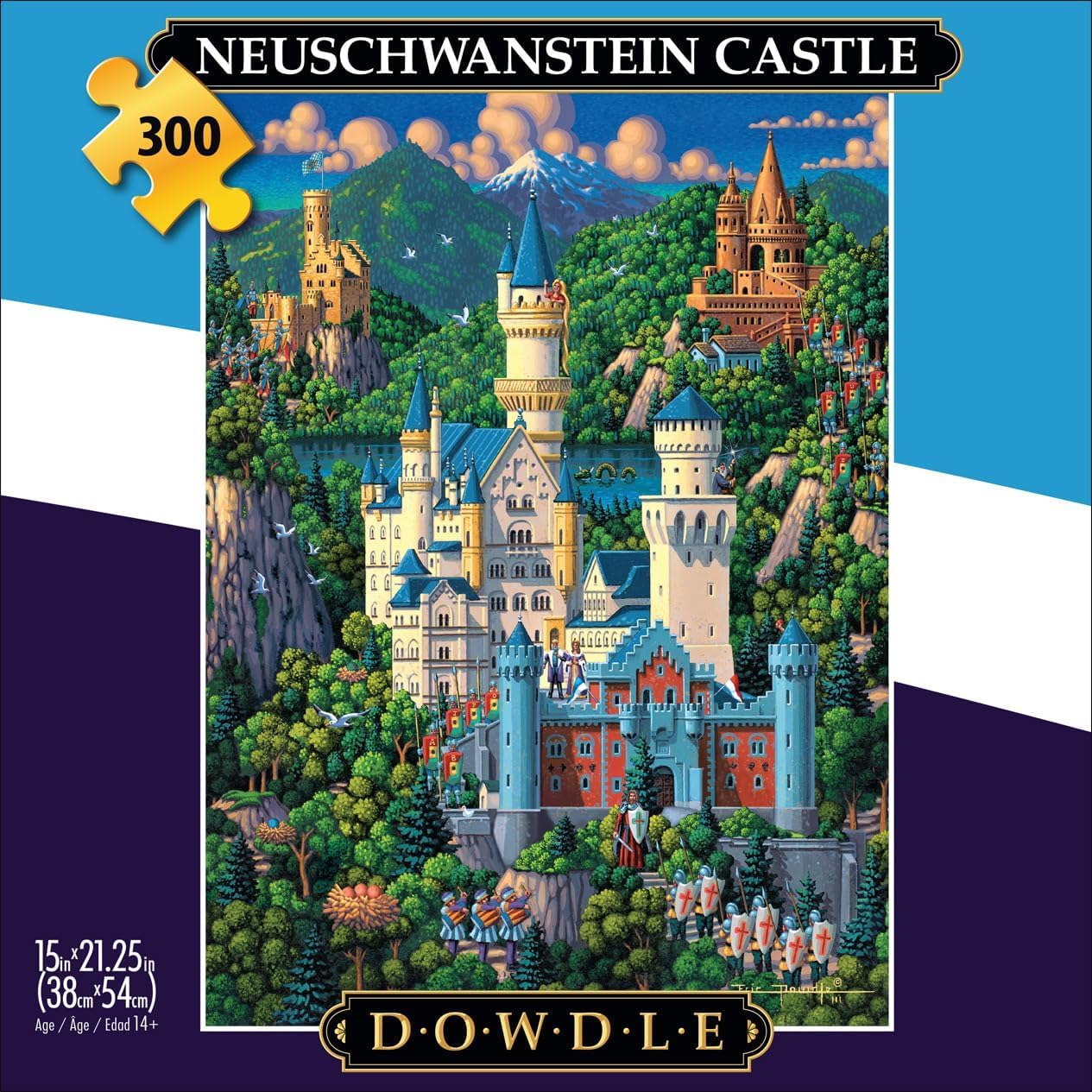 Buffalo Games - Dowdle - Neuschwanstein Castle - 300 Piece Jigsaw Puzzle for Adults -Challenging Puzzle Perfect for Game Nights - Finished Size is