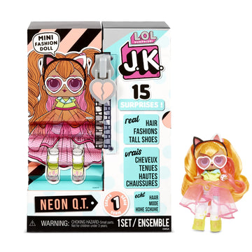 L.O.L. Surprise! JK Neon Q.T. Mini Fashion Doll with 15 Surprises Including Dress Up Doll Outfits, Exclusive Doll Accessories- Gifts for Girls and Mix