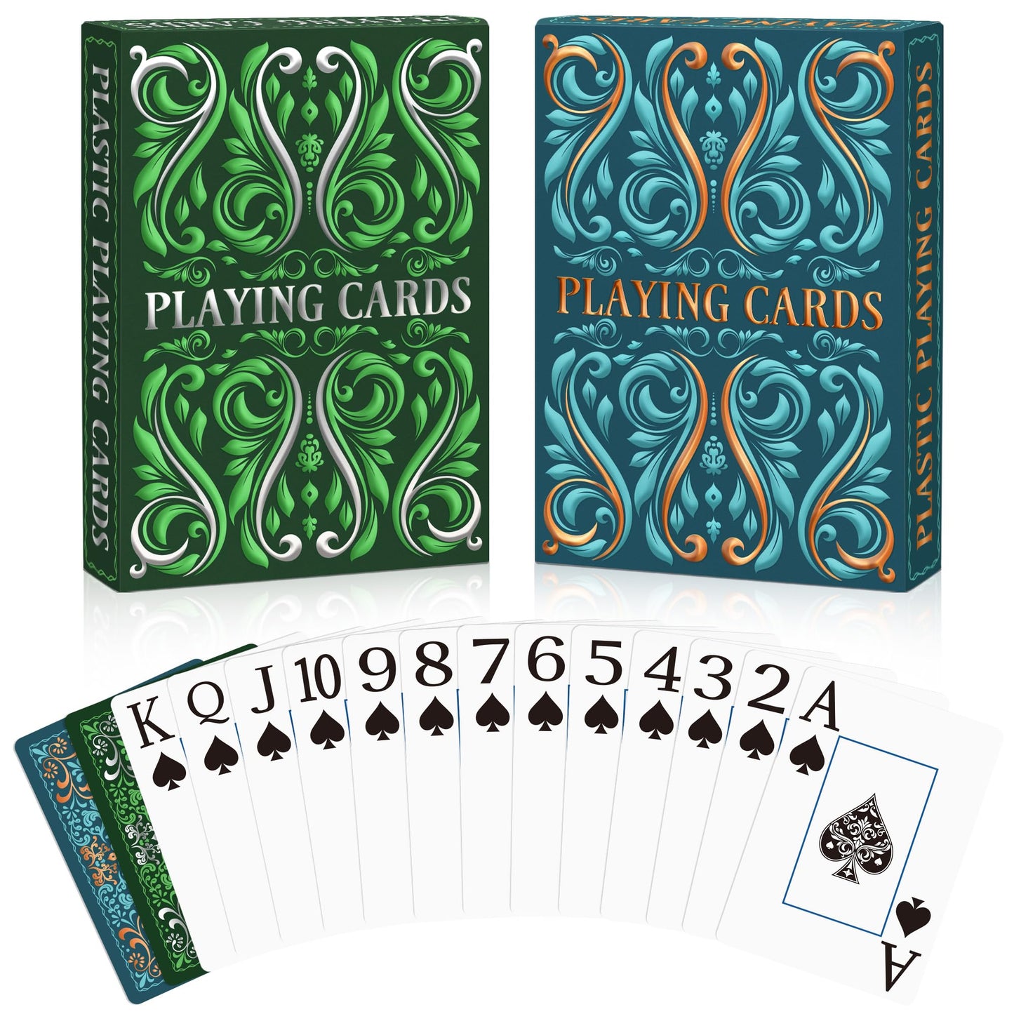 Playing Cards, Plastic Playing Cards Waterproof, Deck of Cards 2 Pack, Large Print Playing Card for Seniors Adults, Premium Poker Cards Set for Beach