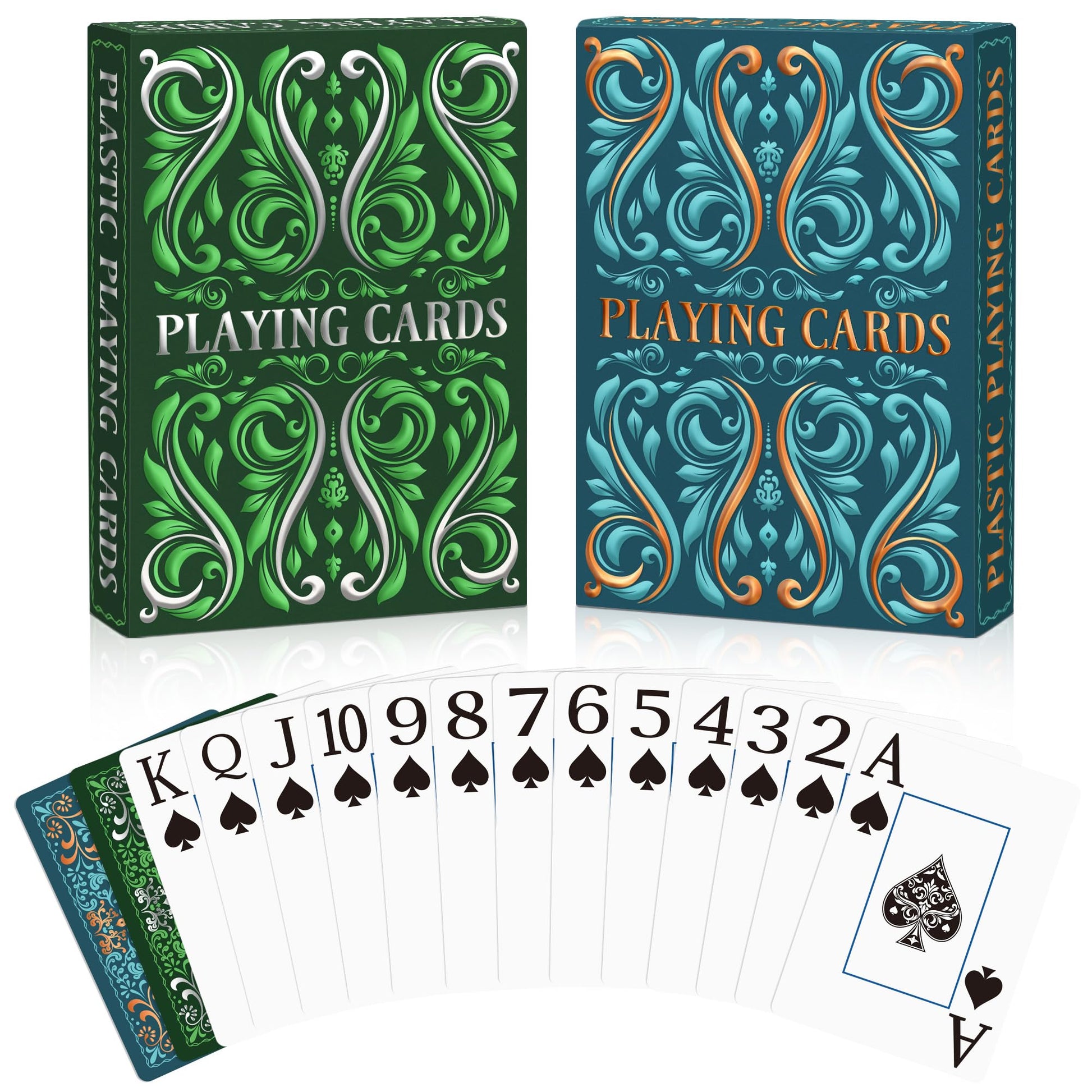 Playing Cards, Plastic Playing Cards Waterproof, Deck of Cards 2 Pack, Large Print Playing Card for Seniors Adults, Premium Poker Cards Set for Beach