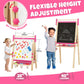 Belleur Wooden Art Easel for Kids 2+, Adjustable Double Sided Easel for Toddlers with Dry-Erase Board & Magnetic Whiteboard & Paper Roll Rod, 28"-40"