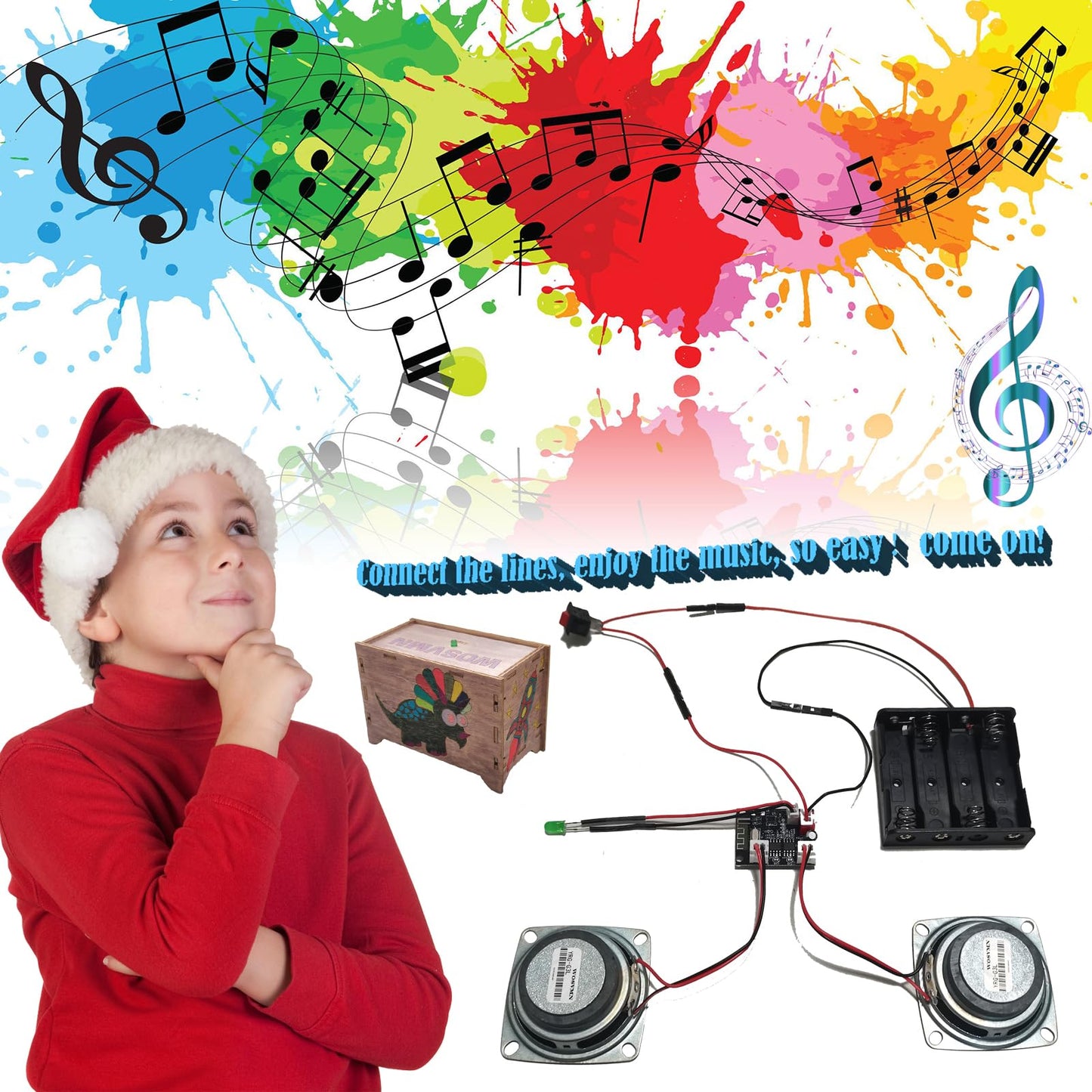 Craft Kit Speaker Circuits - Speaker Electronic Engineering Toys,Build Speaker Kit,DIY Bluetooth Speaker Build Personalized Wood Case Speaker