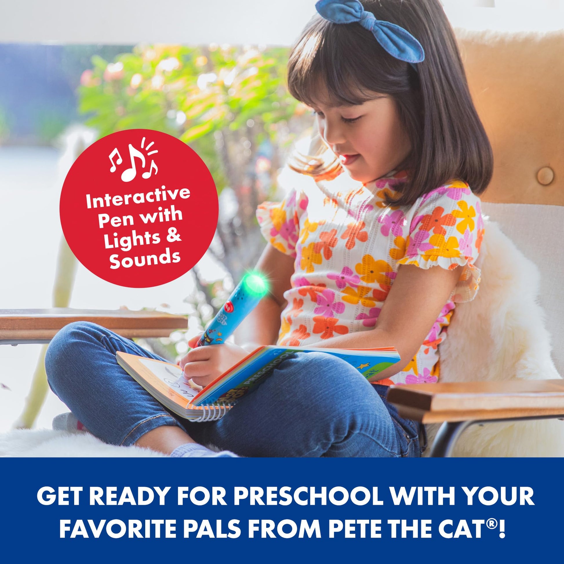 Educational Insights Hot Dots Pete The Cat Preschool Reading & Math Workbook - Preschool Workbooks with Interactive Pen, Homeschool Learning Books