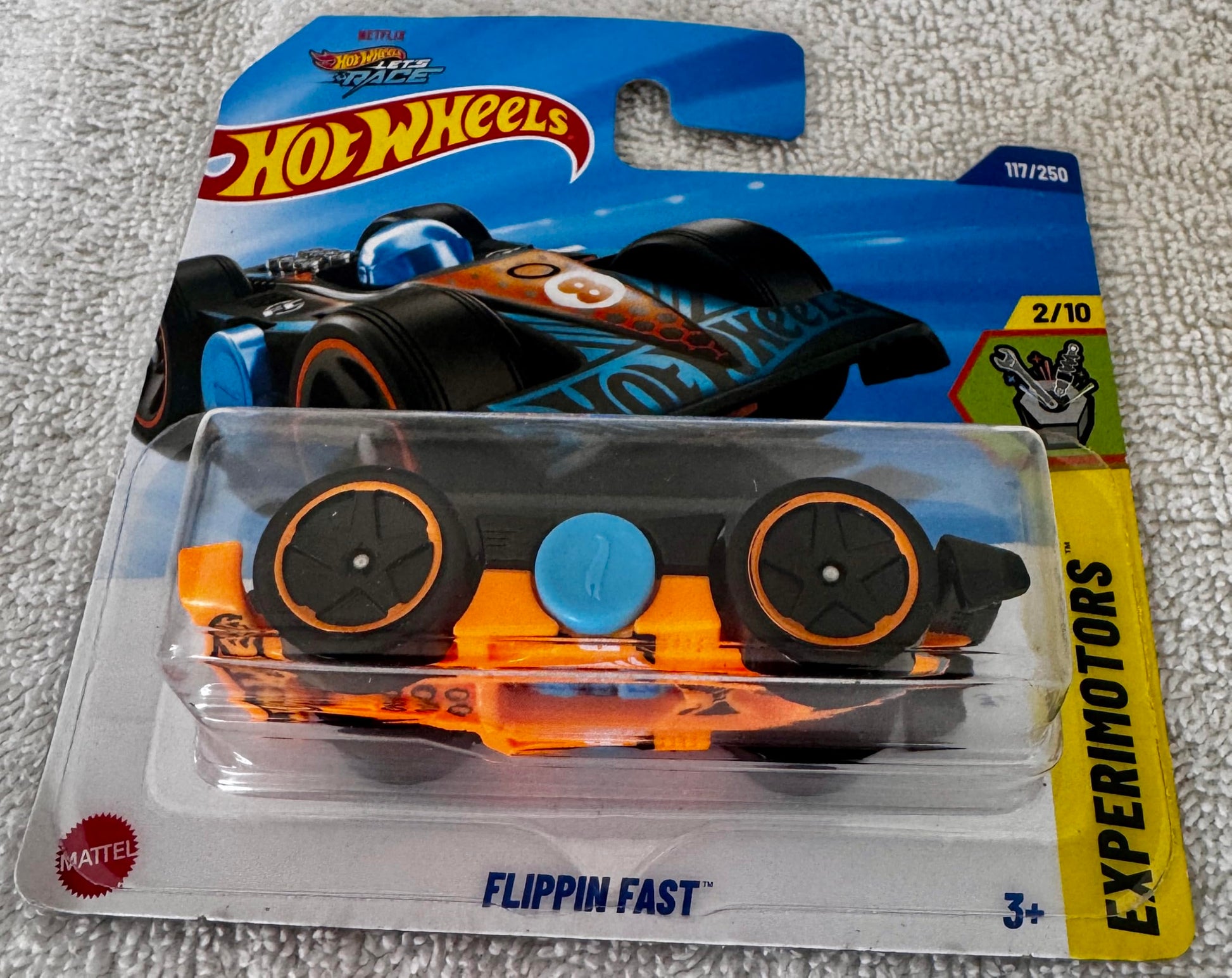 Hot Wheels Flippin Fast [Black & Orange], Experimotors 2/10, 117/250, 1:64 Scale Diecast Car