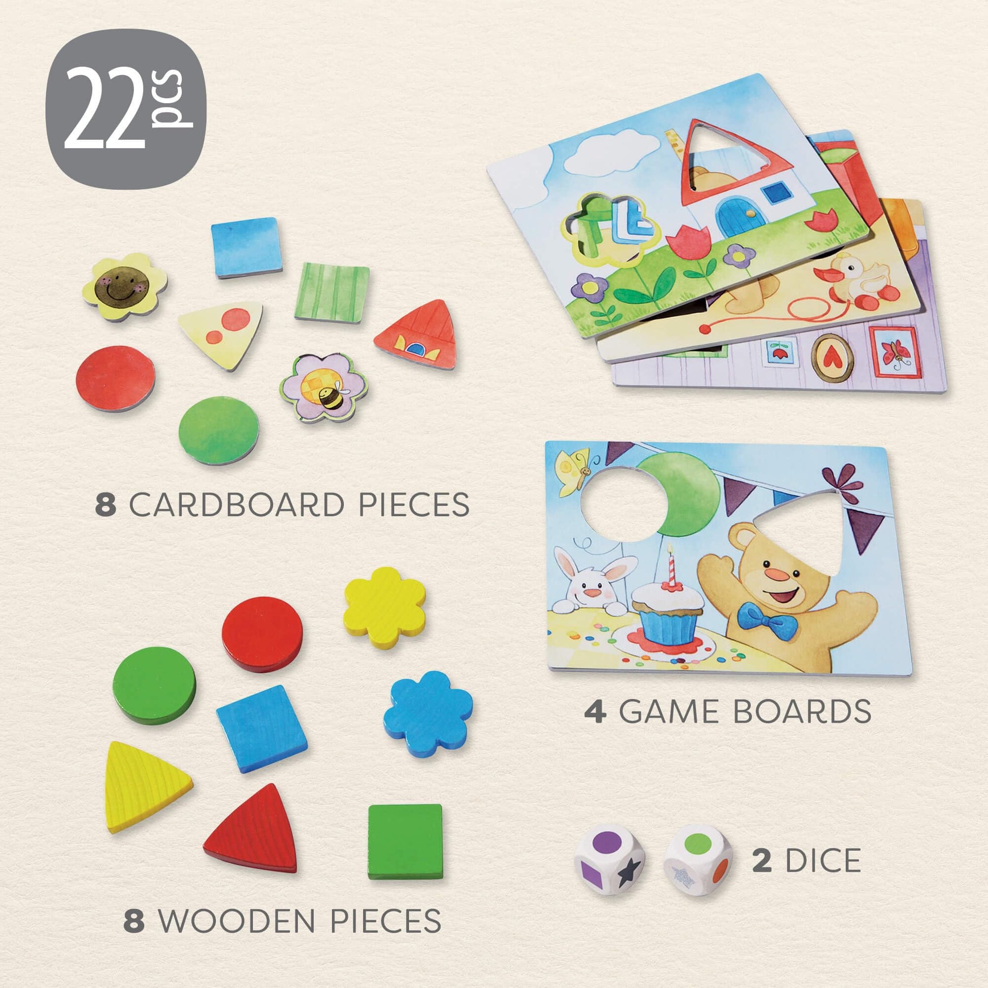 HABA My Very First Games - Teddy’s Colors & Shapes Educational Games & Toddler Activities with Wooden Pieces for Learning Colors, Shapes & Turn-Taking