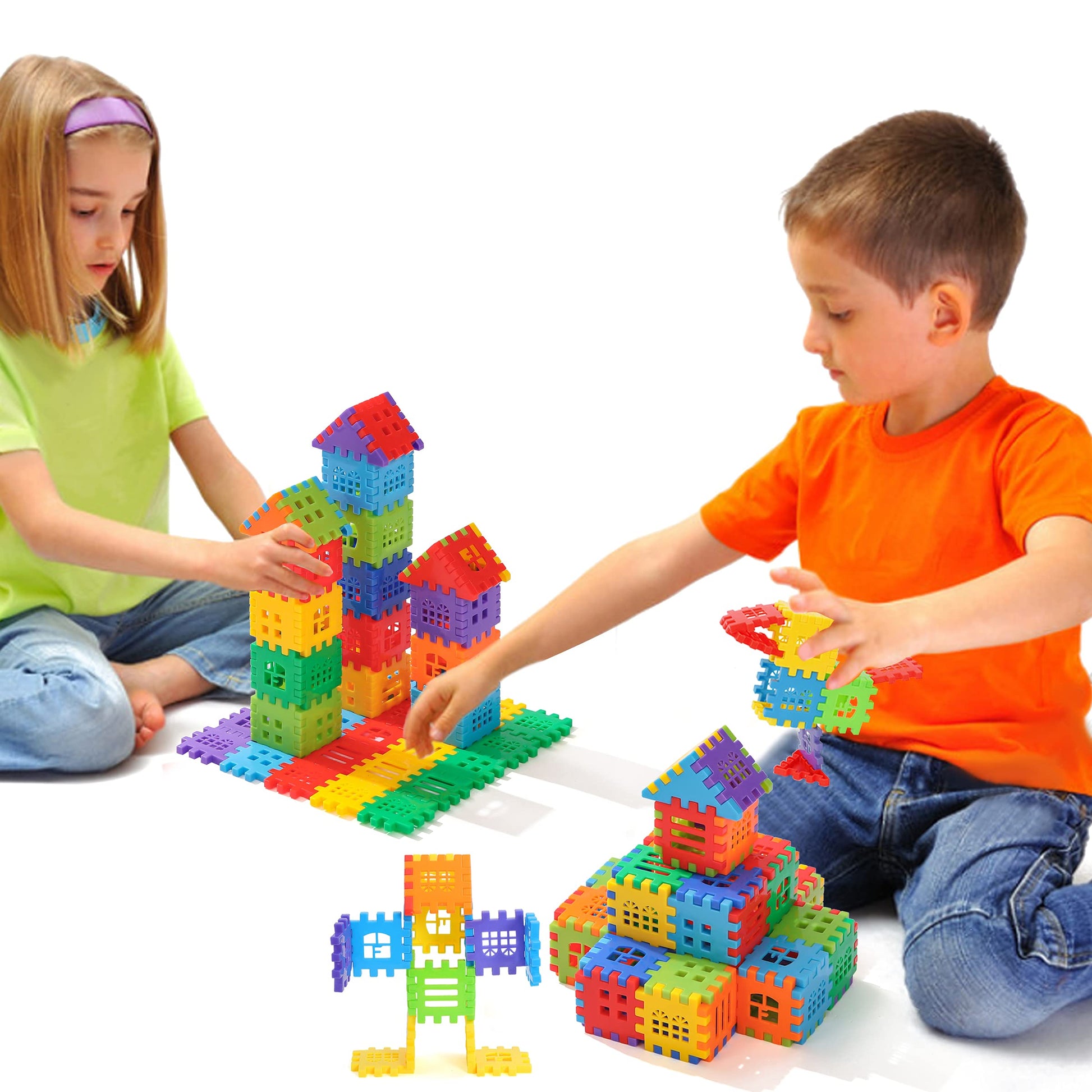 KUTOI Building Blocks - 100-piece Kids Builders Blocks Set with Storage Bag - Interlocking Building Blocks for Toddlers and Kids - Fun and Educational