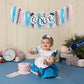 LINLULU Alice in Wonderland Highchair Banner, 1st Birthday Girl Decoration, Blue, 80 inches x 8.75 inches