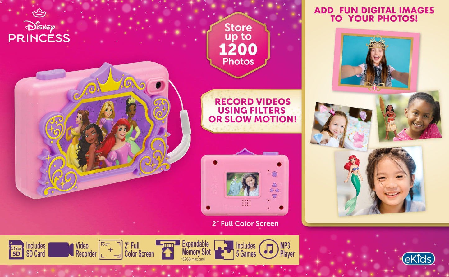 Disney Princess Kids Camera with SD Card, Digital Camera with Video