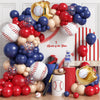 Baseball Balloon Arch Garland Kit,166Pcs Navy Blue Red Nude and Confetti Balloon with Baseball Foil Balloons for Summer Birthdays Party,Sports Theme