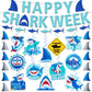 Happy Week of Sharks Birthday Decorations Include 3 Happy Shark Banner,12 Double-side Hanging Swirls,2 Shark Fin Hanging Banner,Bite Me Welcome