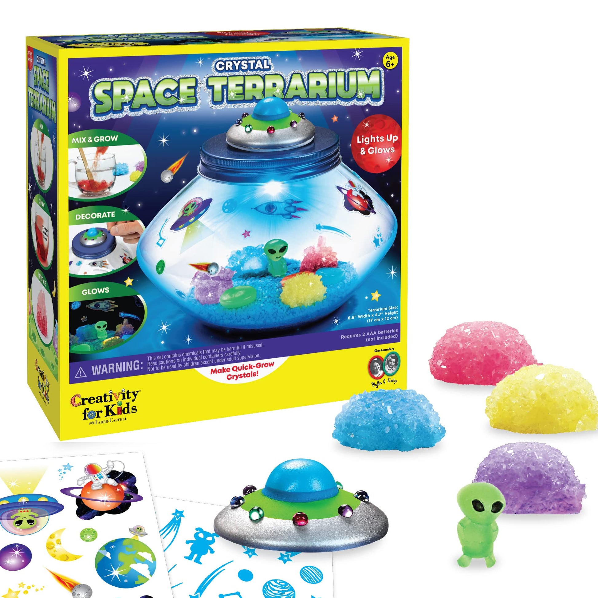 Creativity for Kids Crystal Space Terrarium Kit - Crystal Growing Kit for Kids - DIY STEM Science Kit for Boys and Girls (Ages 6+)