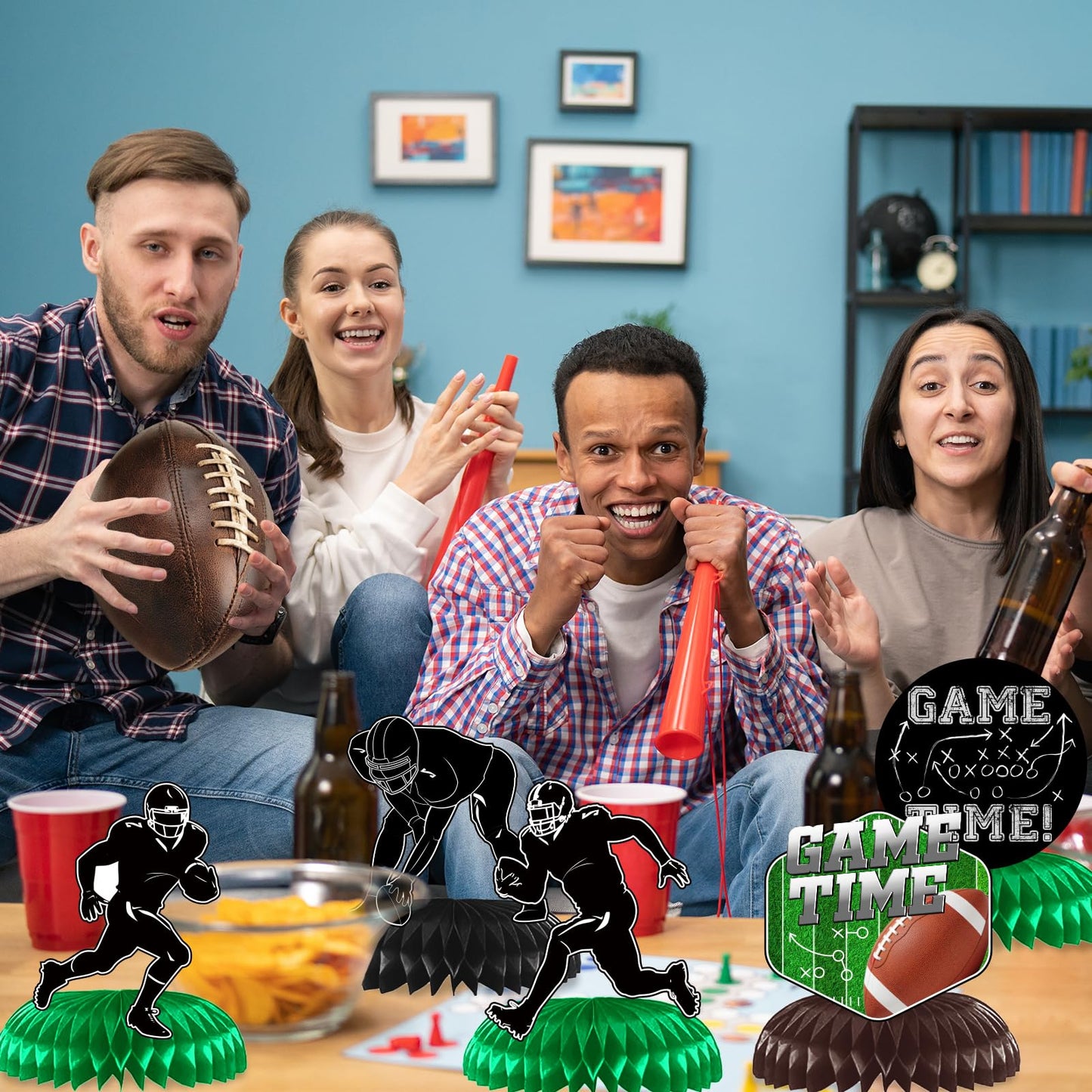 12Pcs Football Party Decorations Football Honeycomb Centerpieces Football Table Centerpiece Supplies for Football Birthday Party Tailgate Game Day