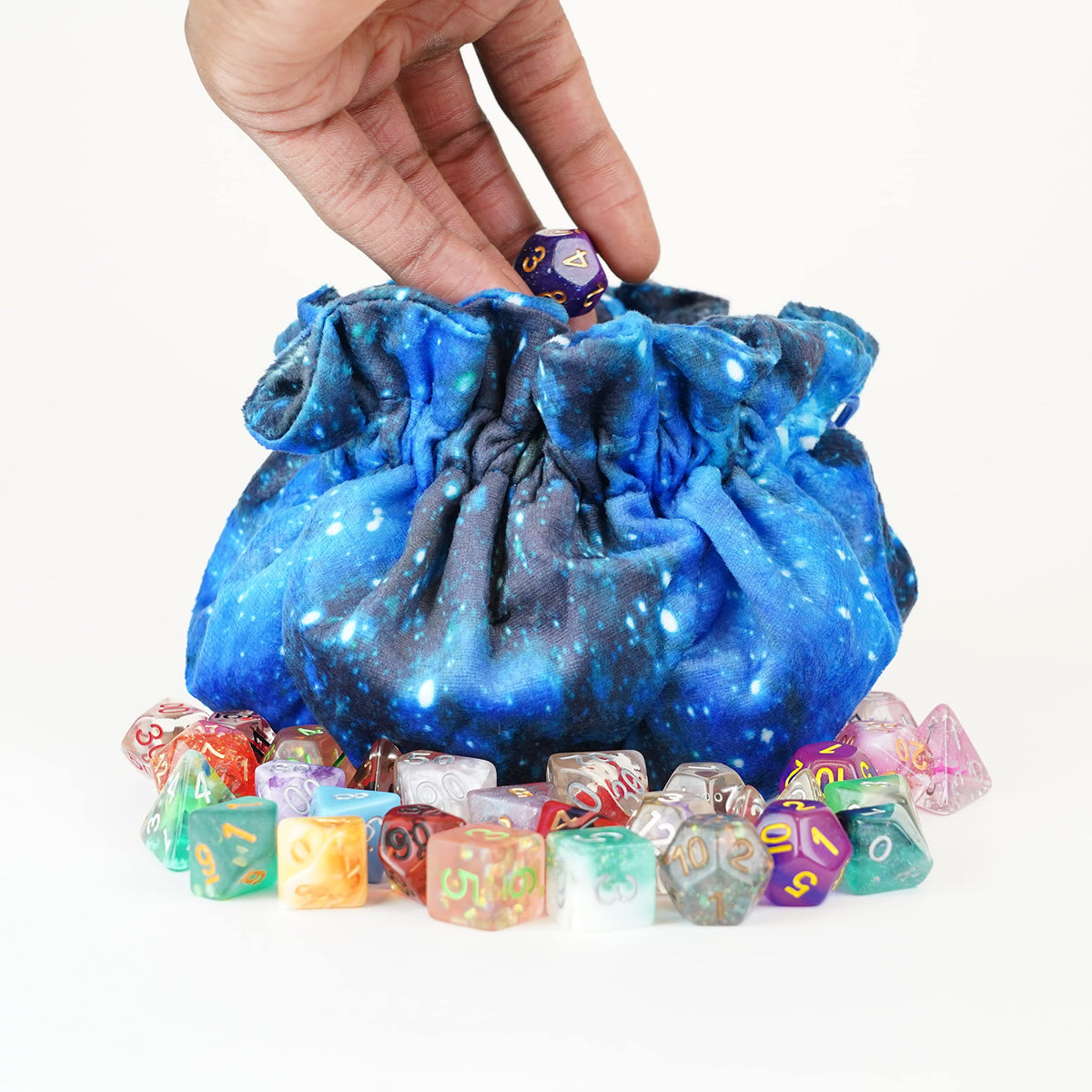 FanRoll by Metallic Dice Games Velvet Compartment Dice Bag with Pockets: Galaxy, Role Playing Game Dice Accessories for Dungeons and Dragons