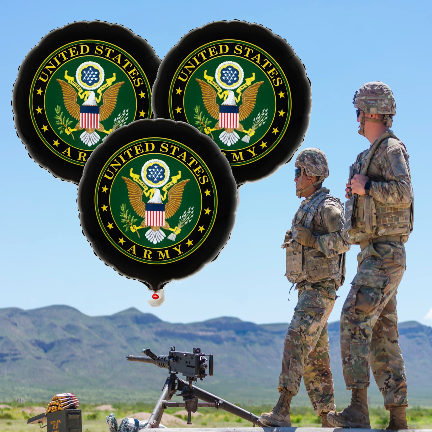 Havercamp U.S. Army Party Balloons (3pcs.)! 18" Round Foil Mylar Balloons. U.S. Army Licensed. American Heroes Military Camo Collection.