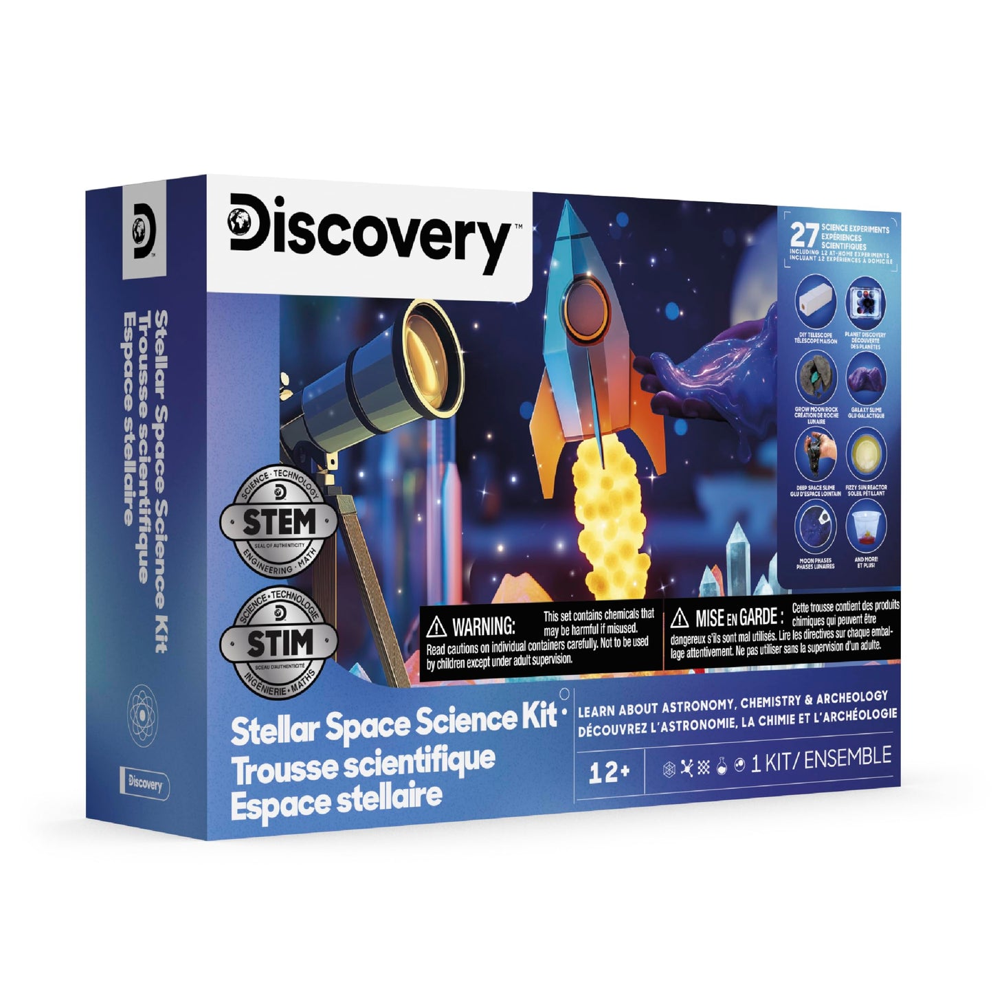 Discovery Stellar Space Science Kit for Kids| 30 Science Experiments| Build a Telescope, Galaxy Slime, Grow Moon Rocks| STEM Astronomy Chemistry