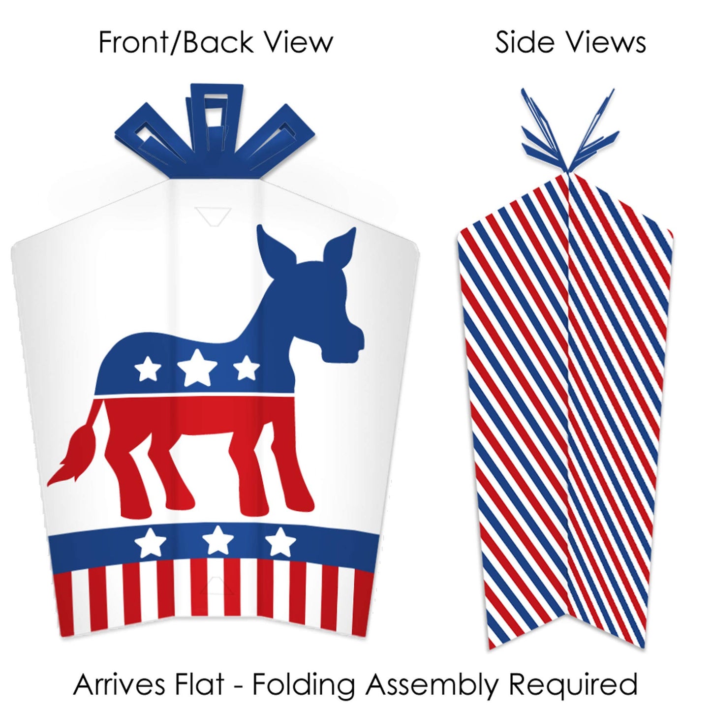 Big Dot of Happiness Democrat Election - Table Decorations - Democratic Political Party Fold and Flare Centerpieces - 10 Count