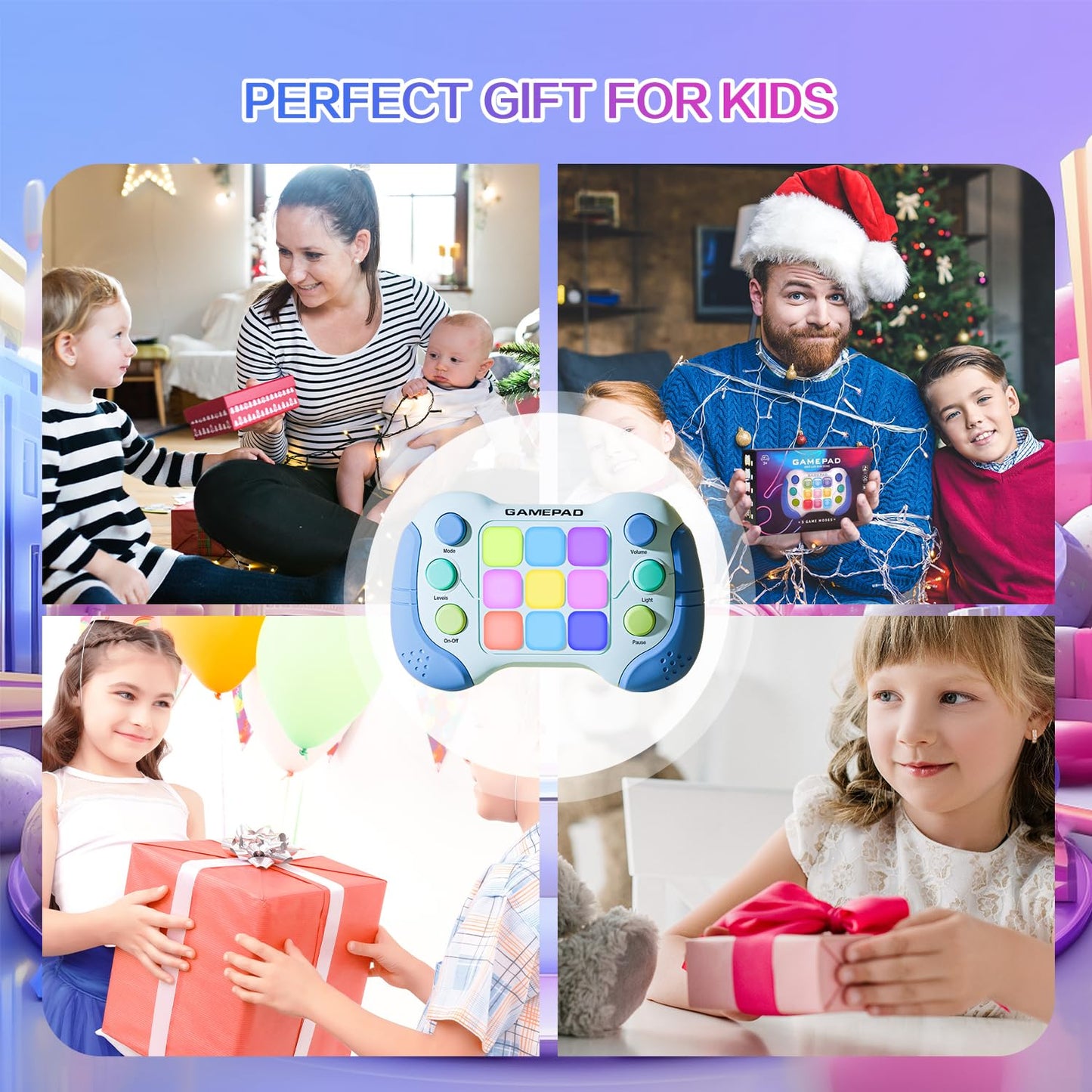 Christmas Fast Push Game Fidget Toys Handle, Upgraded Flashing Quick Press Games Pro for Kids, Speed Push Light Up Fidget Game, Educational Handheld