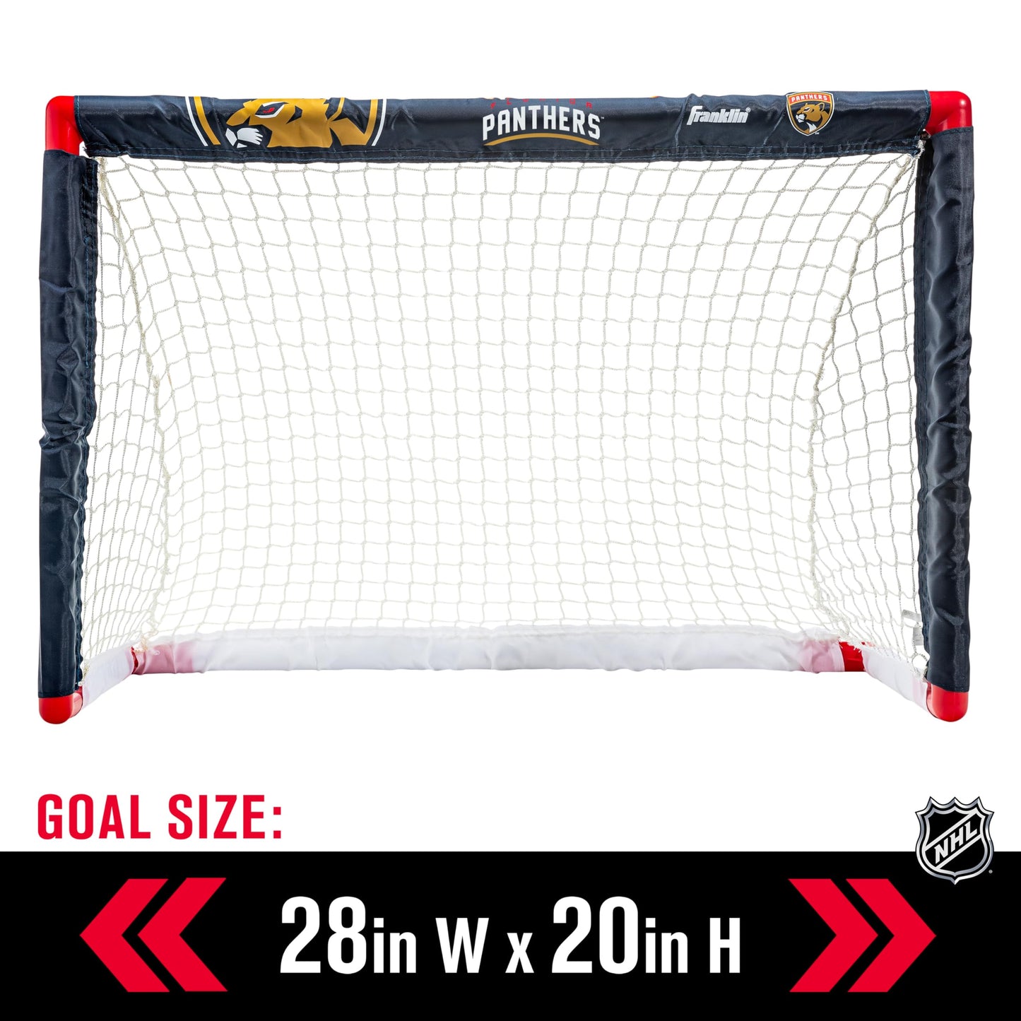 Franklin Sports NHL Florida Panthers Mini Hockey Set - Kids Indoor Knee Hockey Goal, Ball, 2 Mini Hockey Stick Combo Set - Youth NHL Team Indoor Toy